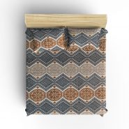 پارچه ملحفه ای طرح قلعه قهوه ای منسوجات طوبی