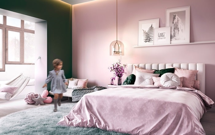 اتاق خواب صورتی - انواع سبک طراحی برای یک اتاق خواب گرم تابستانی