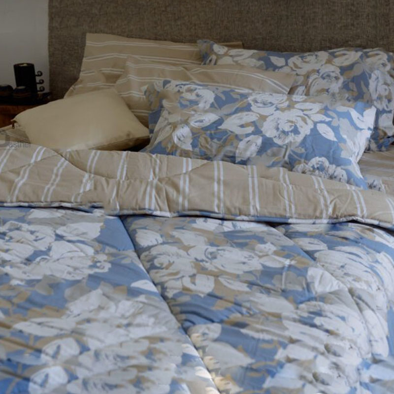 سرویس رو تختی طرح دار فلاویا مدل گل آبی