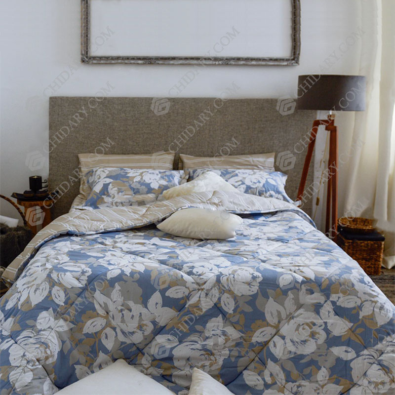 سرویس رو تختی طرح دار فلاویا مدل گل آبی